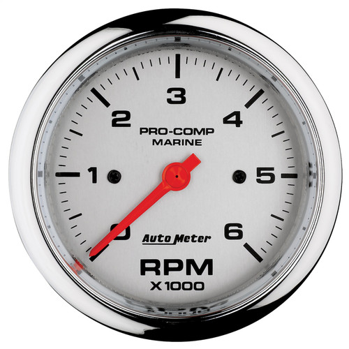AutoMeter 200752-35 - 3-3/8 in. IN-DASH TACHOMETER, 0-6,000 RPM, MARINE CHROME ULTRA-LITE