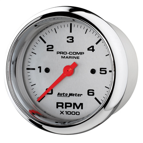 AutoMeter 200752-35 - 3-3/8 in. IN-DASH TACHOMETER, 0-6,000 RPM, MARINE CHROME ULTRA-LITE
