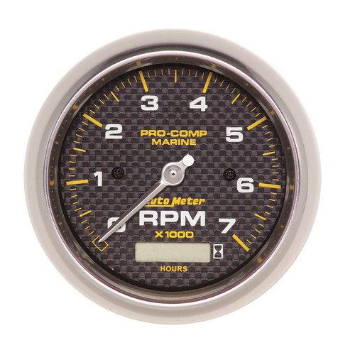 AutoMeter 200890-40 - Marine Carbon Fiber Ultra-Lite 3-3/8in 7K RPM w/Hourmeter Tachometer Gauge