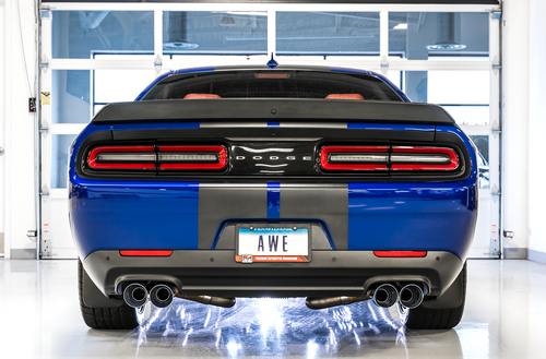 AWE 3015-42144 - 2017+ Dodge Challenger 5.7L Track Edition Exhaust - Chrome Silver Quad Tips