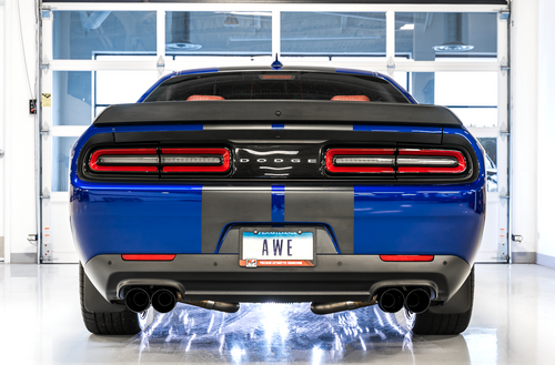 AWE 3015-43152 - 2017+ Dodge Challenger 5.7L Track Edition Exhaust - Diamond Black Quad Tips