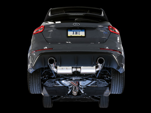 AWE 3020-32036 - Ford Focus RS Touring Edition Cat-back Exhaust- Resonated - Chrome Silver Tips