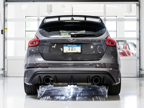 AWE 3020-32036 - Ford Focus RS Touring Edition Cat-back Exhaust- Resonated - Chrome Silver Tips