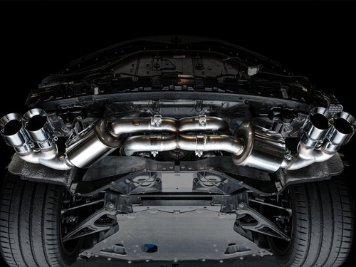 AWE 3015-42151 - 2020 Chevrolet Corvette (C8) Touring Edition Exhaust - Quad Chrome Silver Tips