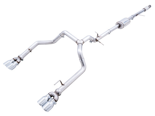 AWE 3015-42201 - 4th Gen GM 1500 5.3L 0FG Catback Split Rear Exit (w/ Bumper Cutouts) - Quad Chrome Tips