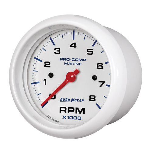 AutoMeter 200779 - 3-3/8 in. IN-DASH TACHOMETER, 0-8,000 RPM, MARINE WHITE