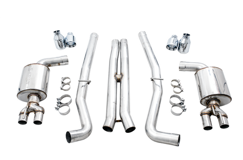 AWE 3020-42074 - 2015+ Dodge Challenger 6.4L/6.2L Non-Resonated Touring Edition Exhaust - Quad Silver Tips