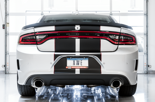 AWE 3020-32056 - 2015+ Dodge Charger 6.4L/6.2L SC Non-Resonated Touring Edition Exhaust - Silver Tips