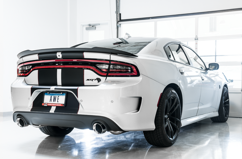 AWE 3020-32056 - 2015+ Dodge Charger 6.4L/6.2L SC Non-Resonated Touring Edition Exhaust - Silver Tips