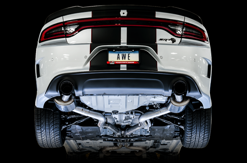 AWE 3020-33074 - 2017+ Dodge Charger 5.7L Touring Edition Exhaust - Non-Resonated - Diamond Black Tips