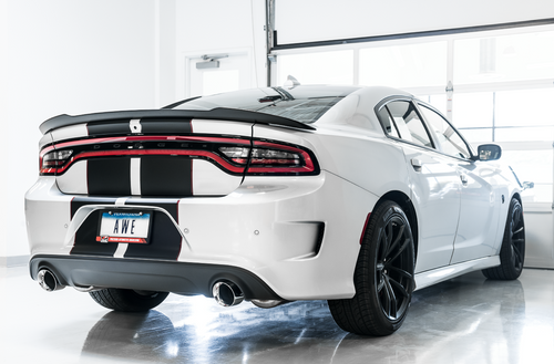 AWE 3020-33074 - 2017+ Dodge Charger 5.7L Touring Edition Exhaust - Non-Resonated - Diamond Black Tips