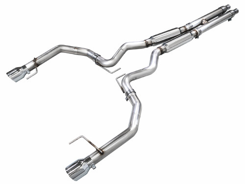 AWE 3020-32650 - 2024 Ford Mustang GT Fastback S650 RWD Track Edition Catback Exhaust w/ Dual Chrome Silver Tips