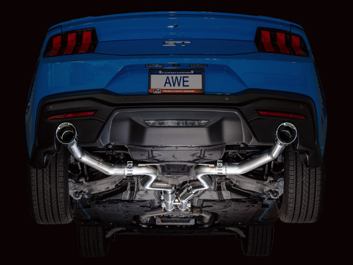 AWE 3020-32650 - 2024 Ford Mustang GT Fastback S650 RWD Track Edition Catback Exhaust w/ Dual Chrome Silver Tips