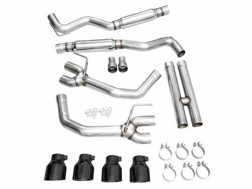 AWE 3020-43375 - 2024 Ford Mustang Dark Horse S650 RWD Track Edition Catback Exhaust w/ Quad Diamond Black Tips