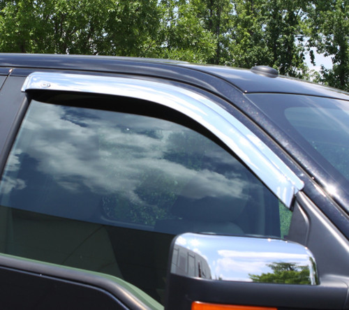Auto Ventshade (AVS) 682301 - 14-18 Chevy Silverado 1500 Standard Cab Outside Mount Front Window Ventvisor 2pc - Chrome