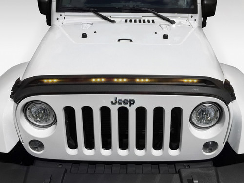 Auto Ventshade (AVS) 753060 - 2007-2018 Jeep Wrangler JK Aeroskin Low Profile Hood Shield w/ Lights - Black
