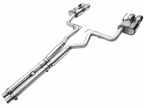 AWE 3025-42650 - 2024 Ford Mustang GT Fastback S650 RWD SwitchPath Catback Exhaust w/ Quad Chrome Silver Tips