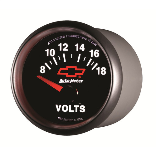 AutoMeter 3692-00406 - GM Bowtie Black 2-1/16 Voltmeter 8-18V