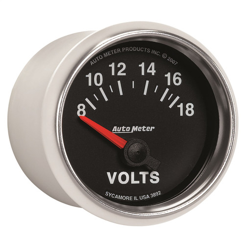 AutoMeter 3892 - GS 52mm 8-18 Volts Short Sweep Electronic Voltmeter Gauge
