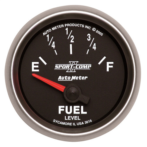 AutoMeter 3616 - Sport-Comp II 52mm 240-33 ohms Short Seeep Electronic Fuel Level Gauge