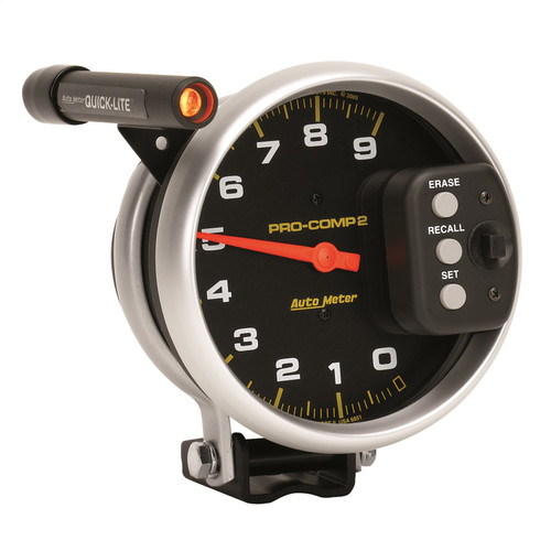 AutoMeter 6851 - Gauge Tach 5in. 9K RPM Pedestal W/ Quick Lite & Peak Memory Pro-Comp
