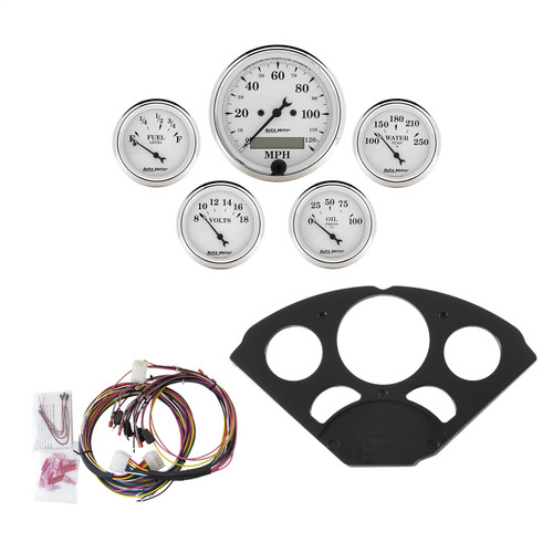 AutoMeter 7055-OTW - 5 GAUGE DIRECT-FIT DASH KIT, CHEVY 55-56, OLD TYME WHITE