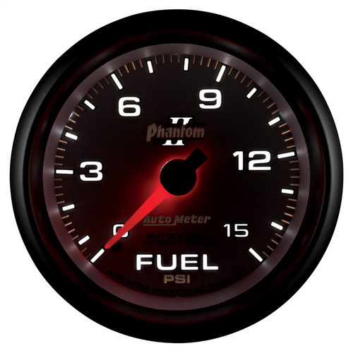 AutoMeter 7811 - Phantom II 2-5/8in 0-15PSI Mechanical Fuel Pressure Gauge