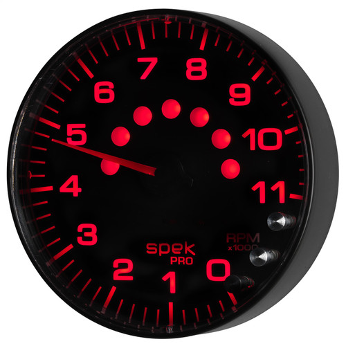 AutoMeter P239328 - Spek-Pro Gauge Tachometer 5in 11K Rpm W/Shift Light & Peak Mem Black/Black