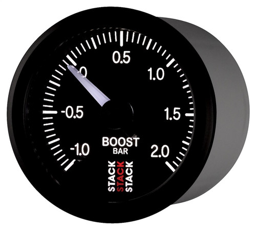 AutoMeter ST3311 - Stack 52mm -1 to +2 Bar (Incl T-Fitting) Pro Stepper Motor Boost Pressure Gauge - Black