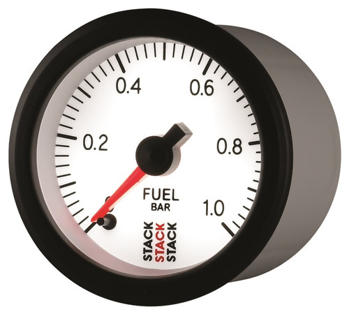 AutoMeter ST3353 - Stack 52mm 0-1 Bar M10 Male Pro Stepper Motor Fuel Pressure Gauge - White