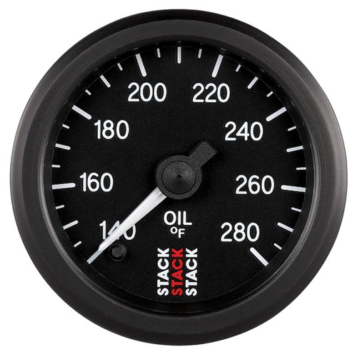 AutoMeter ST3310 - Stack 52mm 140-280 Deg F 1/8in NPTF Male Pro Stepper Motor Oil Temp Gauge - Black