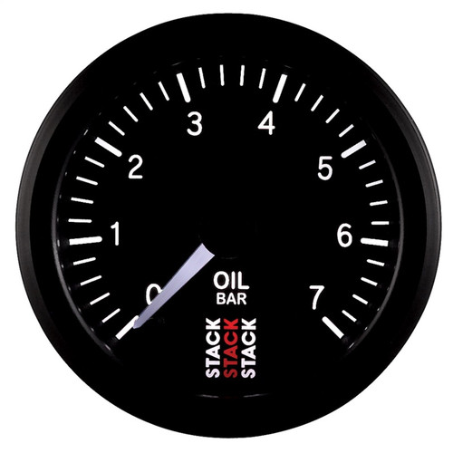 AutoMeter ST3301 - Stack 52mm 0-7 Bar M10 Male Pro Stepper Motor Oil Pressure Gauge - Black