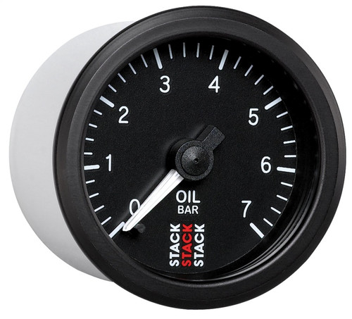 AutoMeter ST3301 - Stack 52mm 0-7 Bar M10 Male Pro Stepper Motor Oil Pressure Gauge - Black
