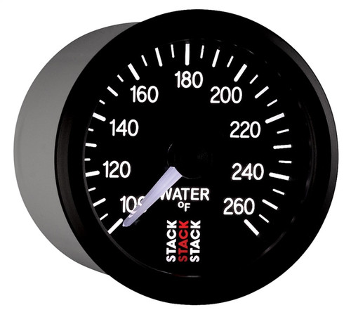 AutoMeter ST3308 - Stack 52mm 100-260 Deg F 1/8in NPTF Male Pro Stepper Motor Water Temp Gauge - Black