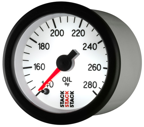 AutoMeter ST3360 - Stack 52mm 140-280 Deg F 1/8in NPTF Male Pro Stepper Motor Oil Temp Gauge - White