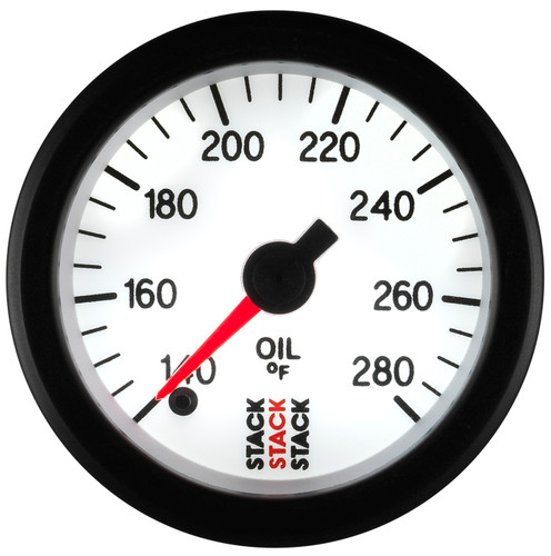 AutoMeter ST3360 - Stack 52mm 140-280 Deg F 1/8in NPTF Male Pro Stepper Motor Oil Temp Gauge - White