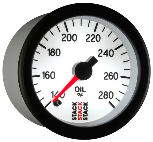 AutoMeter ST3360 - Stack 52mm 140-280 Deg F 1/8in NPTF Male Pro Stepper Motor Oil Temp Gauge - White