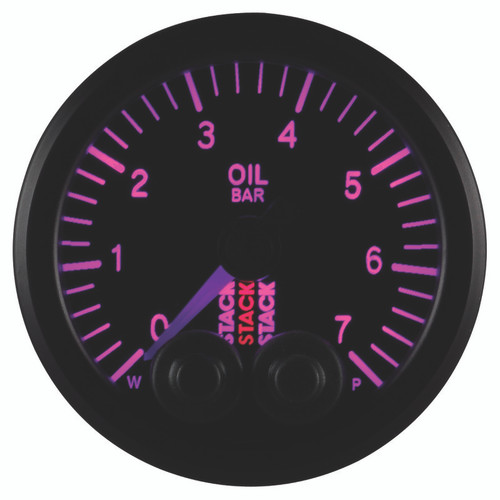 AutoMeter ST3501 - Stack 52mm 0-7 Bar M10 Male Pro-Control Oil Pressure Gauge - Black