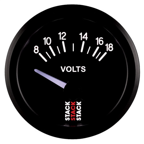 AutoMeter ST3216 - Stack Instruments 52mm 8-18V Electric Battery Voltage Gauge - Black