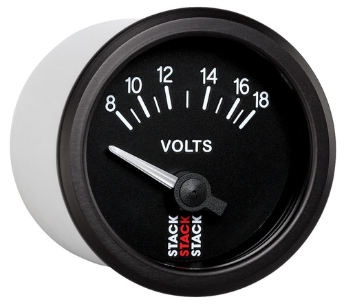 AutoMeter ST3216 - Stack Instruments 52mm 8-18V Electric Battery Voltage Gauge - Black