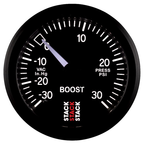 AutoMeter ST3112 - 52mm Stack Instruments -30INHG to +30PSI Mechanical Boost Gauge - Black