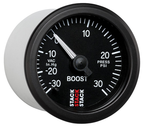 AutoMeter ST3112 - 52mm Stack Instruments -30INHG to +30PSI Mechanical Boost Gauge - Black