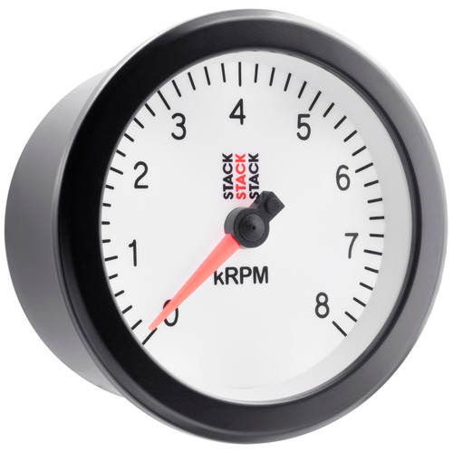 AutoMeter ST100-08W - Stack Sport 88mm 0-8K RPM Tachometer - White