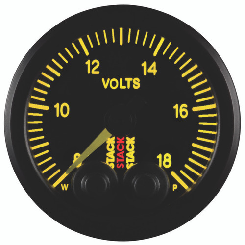 AutoMeter ST3516 - Stack 52mm 8-18V Pro-Control Battery Voltage Gauge -Black