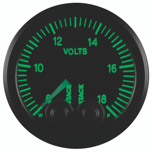 AutoMeter ST3516 - Stack 52mm 8-18V Pro-Control Battery Voltage Gauge -Black