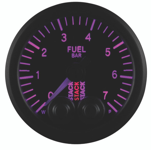 AutoMeter ST3505 - Stack 52mm 0-7 Bar M10 Male Pro-Control Fuel Pressure Gauge - Black