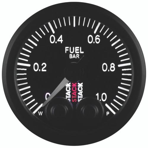AutoMeter ST3503 - Stack 52mm 0-1 Bar M10 Male Pro-Control Fuel Pressure Gauge - Black