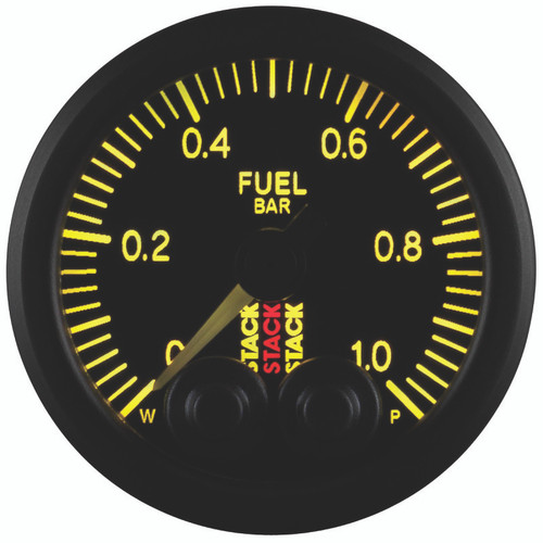 AutoMeter ST3503 - Stack 52mm 0-1 Bar M10 Male Pro-Control Fuel Pressure Gauge - Black