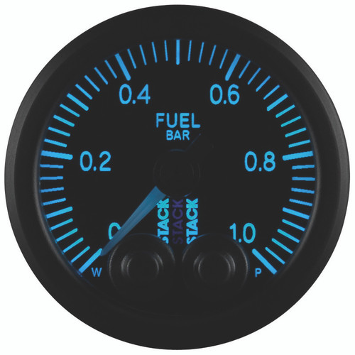 AutoMeter ST3503 - Stack 52mm 0-1 Bar M10 Male Pro-Control Fuel Pressure Gauge - Black