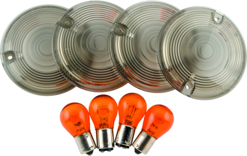 Bikers Choice 482545 - 86-10 FLT FLHR Smoked Turn Signal Lens & Amber Bulb Kit Replaces H-D 69308-02
